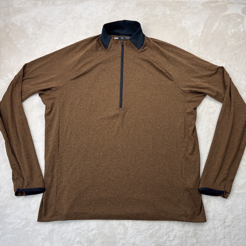 REI‎ Co-op Quarter Zip Pullover Mens XL Brown Heather Long Sleeve Stretch 140973